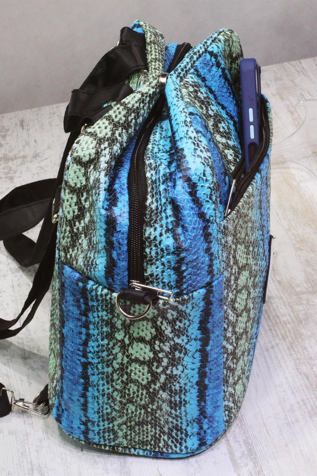 バッグ Mirei MİZEY MAVİ YILAN DERİSİ DESENLİ COOLERBAG (SOĞUTUCU SIRT ÇANTASI
